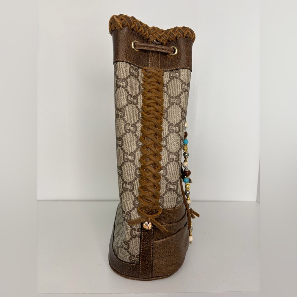Gucci Bag Bucket Fringe Braided Vintage Gucci Plus Bucket Western Style Boho - Picture 5 of 14